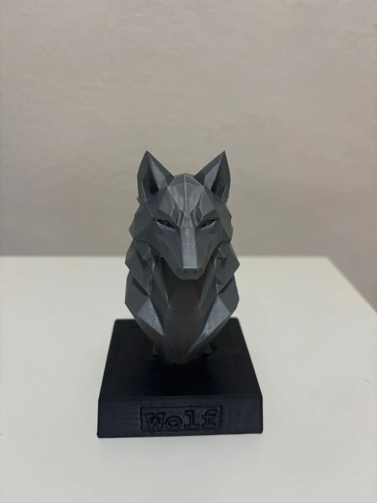 Low Poly Wolf Bust, Modern Desk Sculpture, photo 3 of 4 - Low Poly Wolf Bust, Modern Desk Sculpture Desk & Office