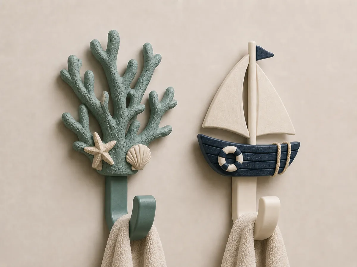Coastal Wall Hook Set | Coral & Sailboat