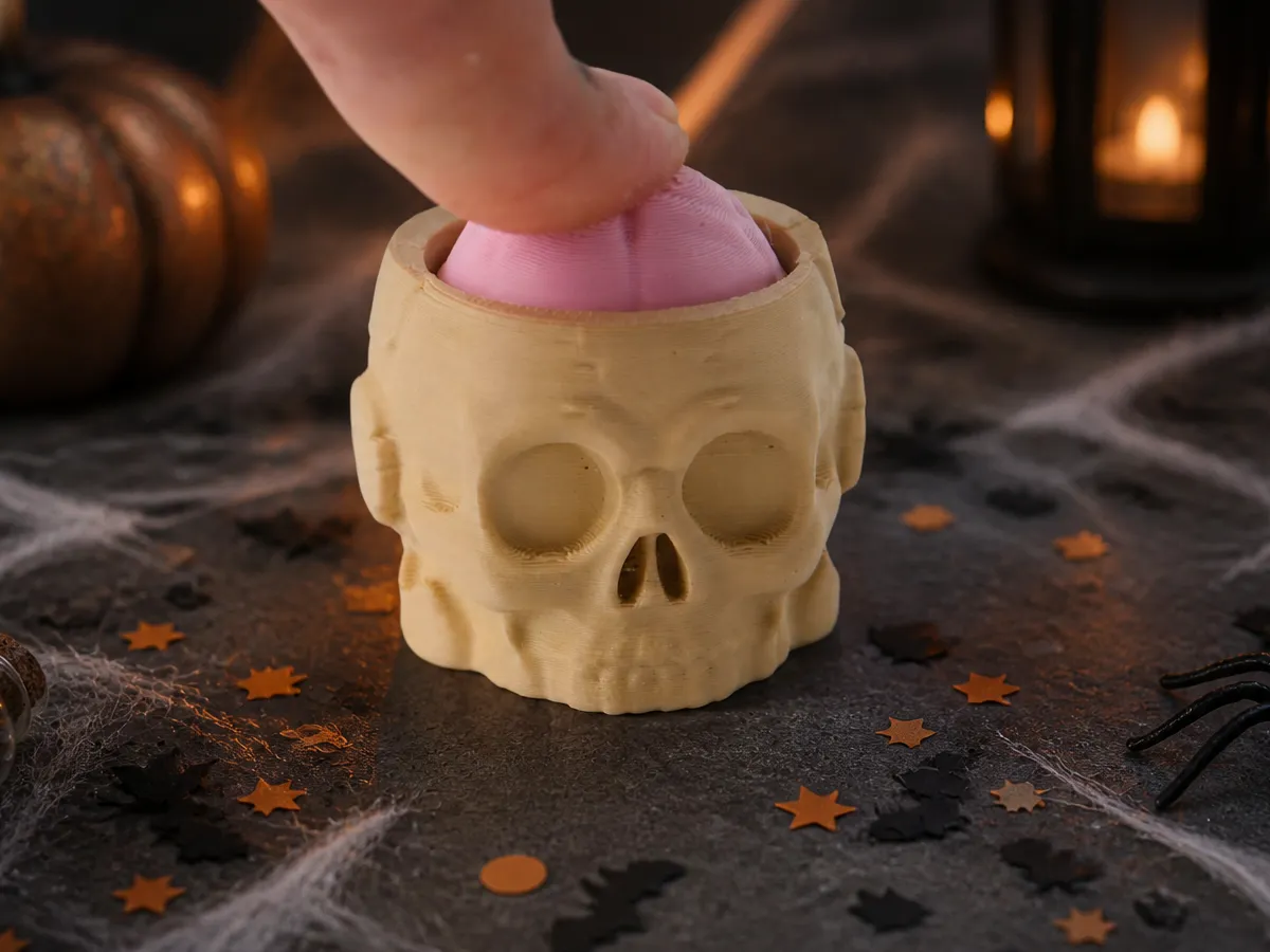 Skull Brain Clicker Toy Spooky Halloween Fidget - Button & Click Fidgets, in stock