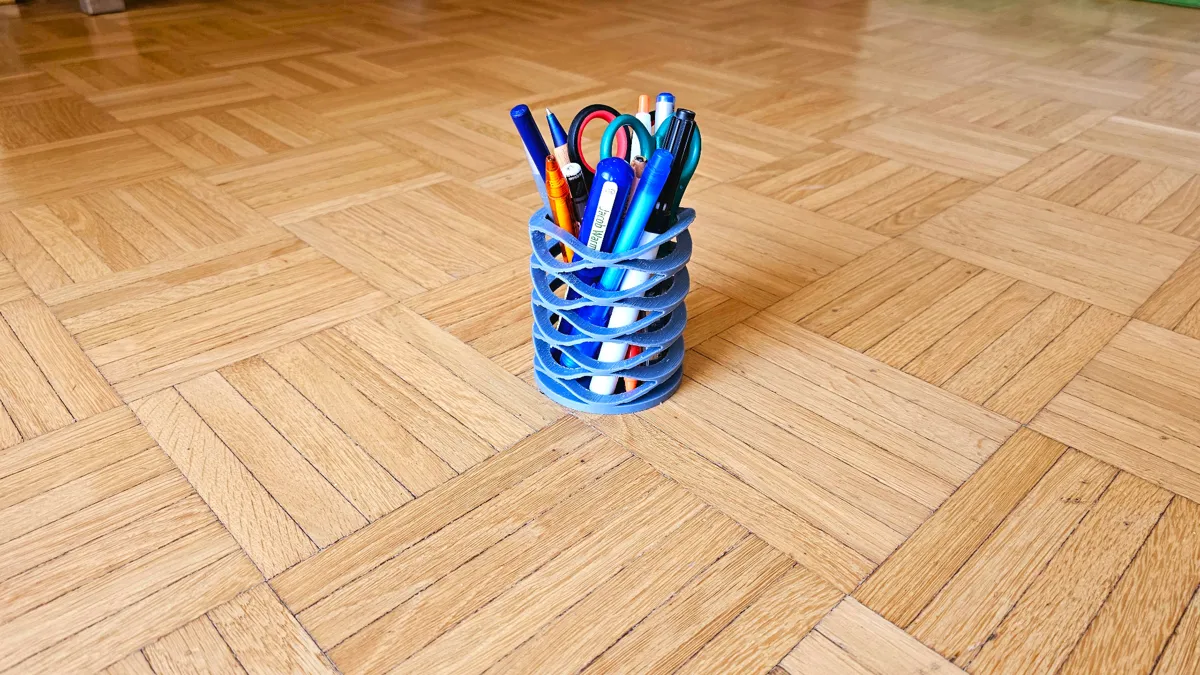 Stacked Wave Disc Spring Pen Holder, photo 3 of 4 - Stacked Wave Disc Spring Pen Holder Desk & Office