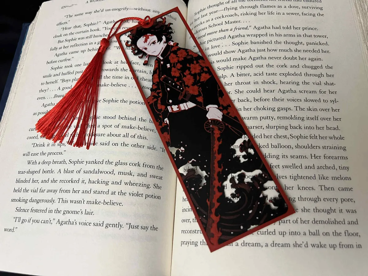 Tanjiro Framed Cutout, Demon Slayer Bookmark, photo 4 of 4 - Tanjiro Framed Cutout, Demon Slayer Bookmark Desk & Office