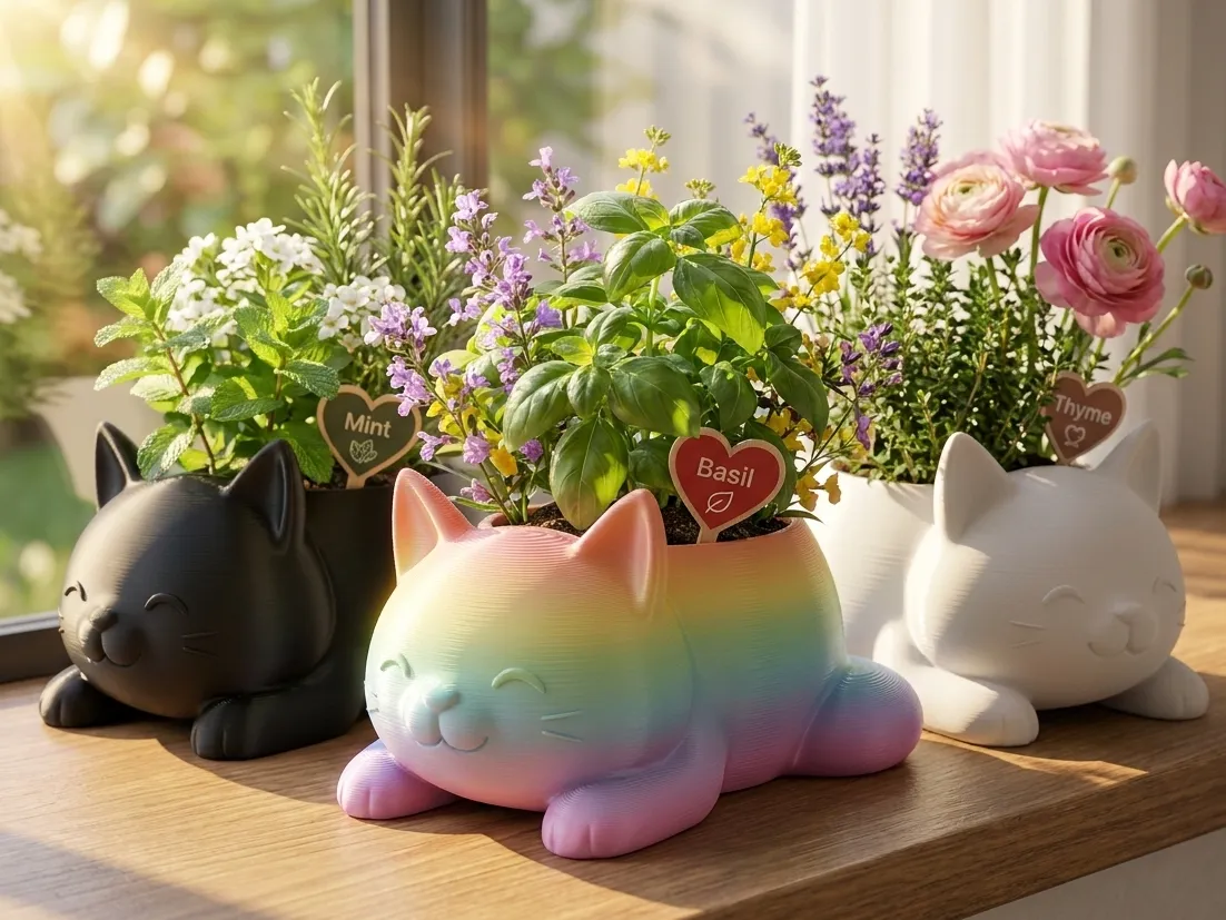 Cute Cat Planter | Kawaii Flower Pot | 3 Sizes