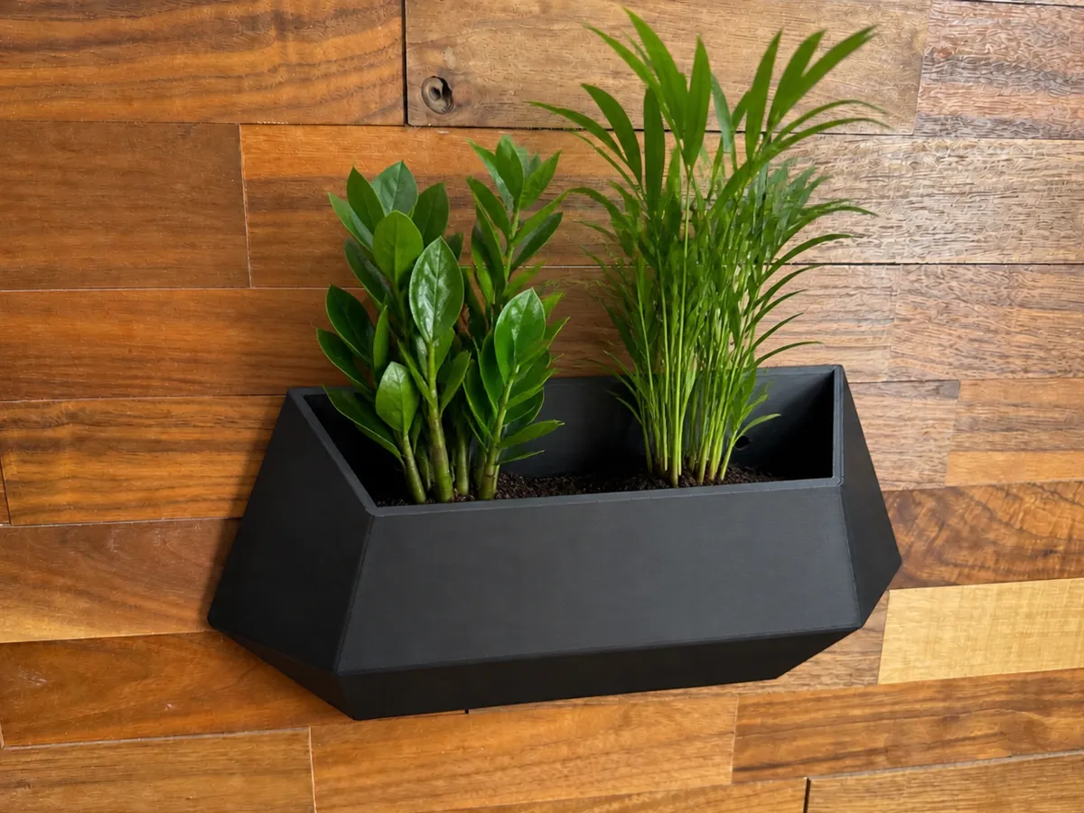 Wide Wall-Mounted Hex Stealth Plant Pot