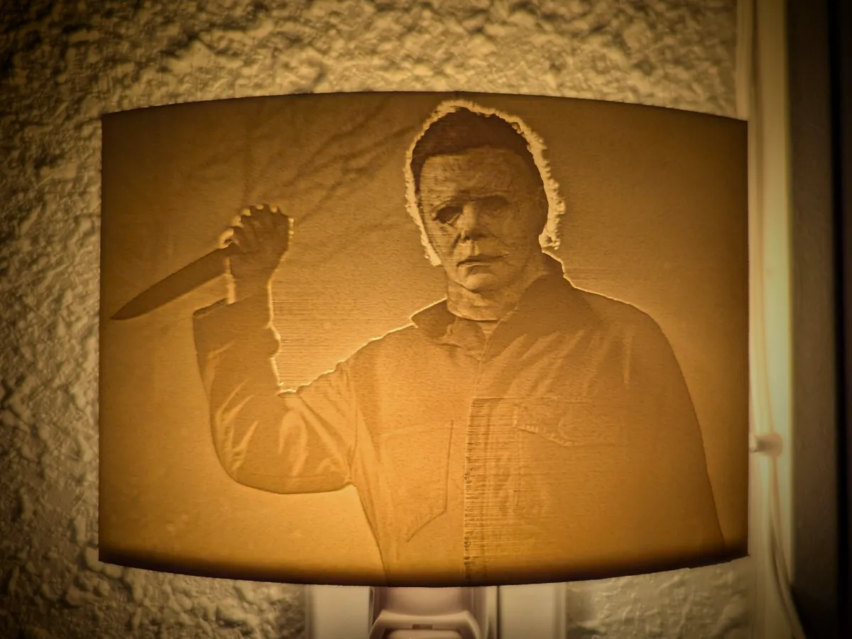 Halloween Michael Myers Lithophane Night Light, photo 2 of 4 - Halloween Michael Myers Lithophane Night Light Generative Art