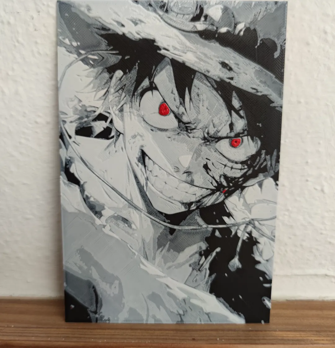 Hueforge Luffy with red eyes - Anime Photo Art, in stock