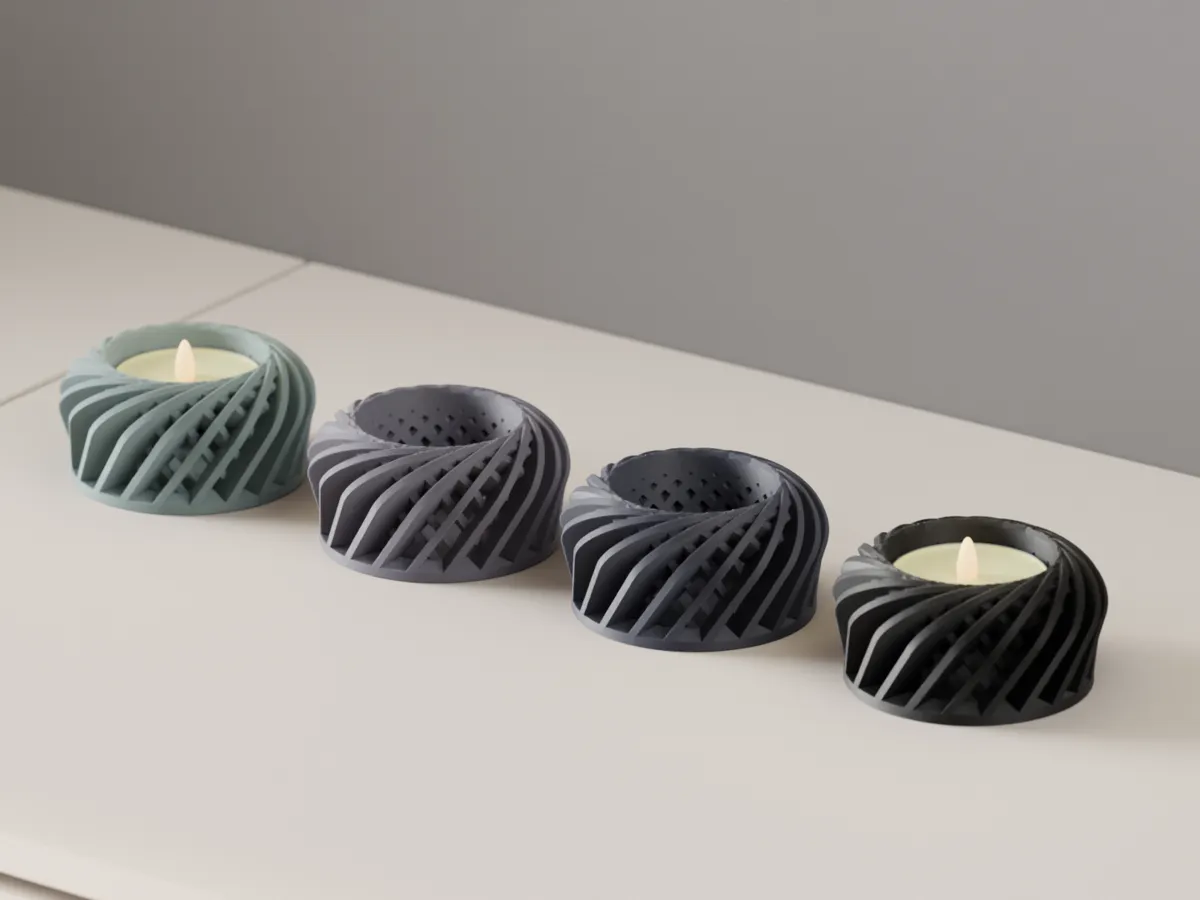 Led Tealight Holder. Spiral Basket Mini Led Lamp
