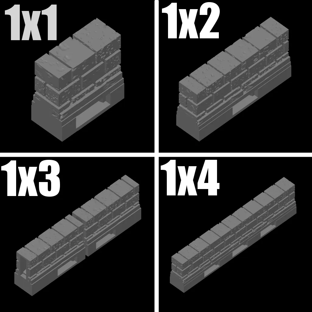 Low-Wall-Thick w/Base Set| Cut Stone | Openlock 25mm - Architecture, in stock in India