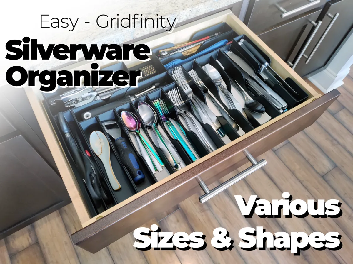 EASY Gridfinity Silverware Organizer / MODULAR - Grid Storage Bins & Baseplates, in stock