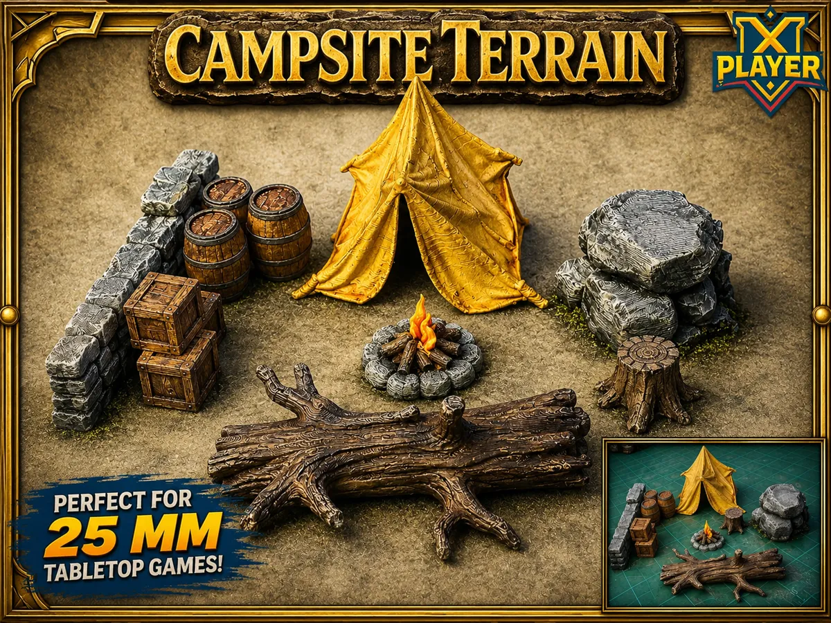 Campsite, Roadblock, Rock Terrain: DnD PF Mini
