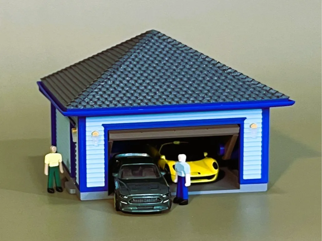 hip roofed garage 1/64 scale