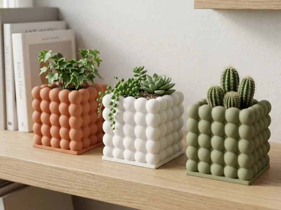 Bubble Cube Planter, Modern Minimal Pot
