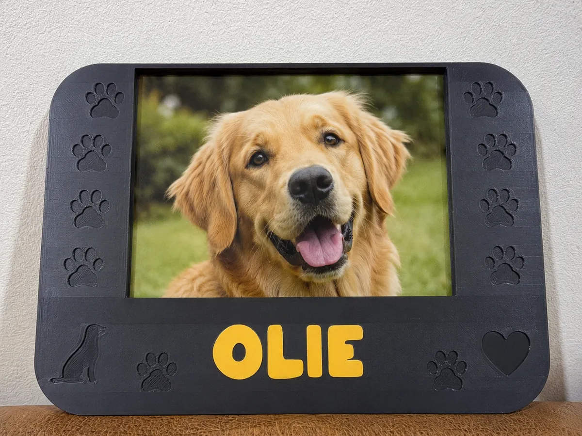 Pet Photo Frame with Paw Prints, Custom Frame