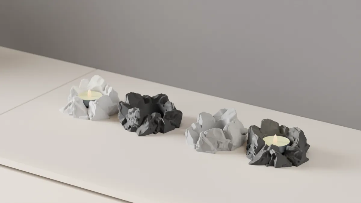 LED Candle Holder. Stone style Tealight Stand, photo 2 of 4 - LED Candle Holder. Stone style Tealight Stand Household