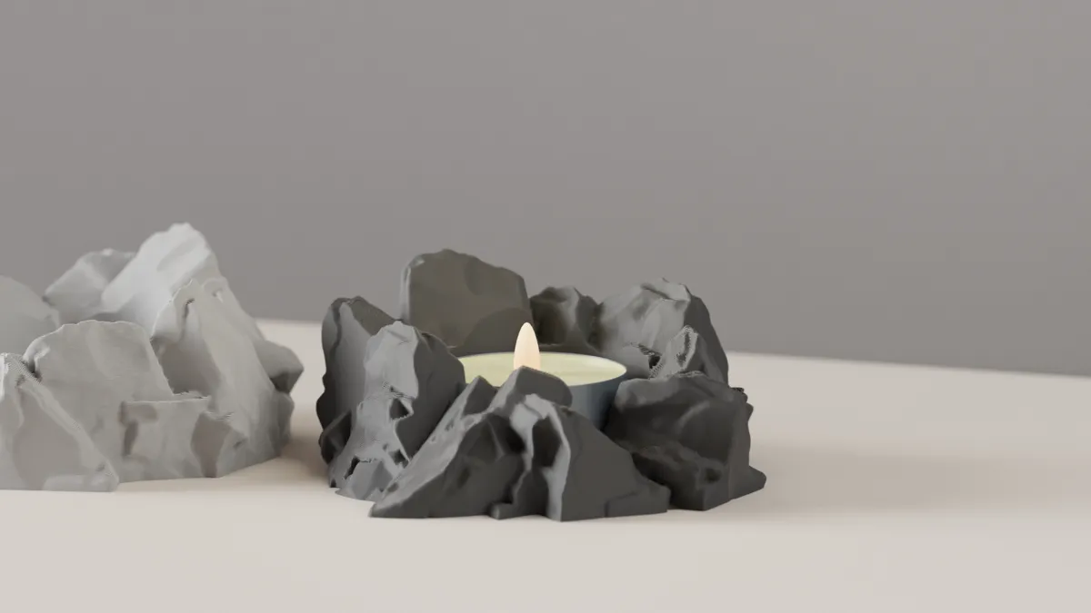 LED Candle Holder. Stone style Tealight Stand, photo 4 of 4 - LED Candle Holder. Stone style Tealight Stand Household