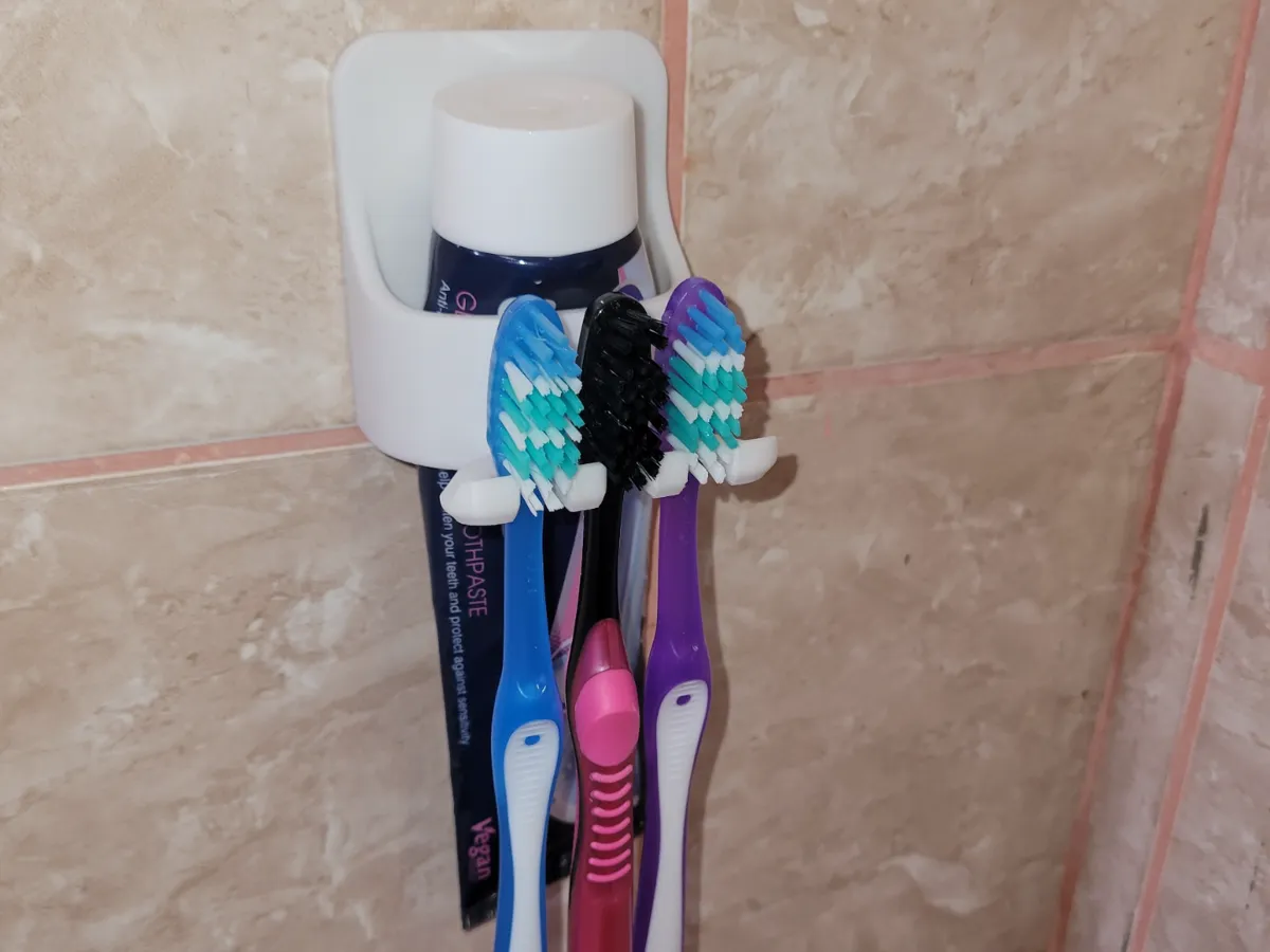 Compact Wall-Mounted Toothbrush/Toothpaste Holder