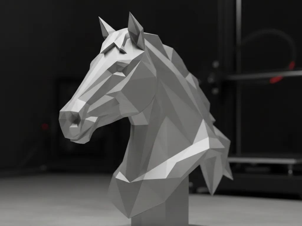Geometric Horse Head Sculpture LowPoly Modern Bust