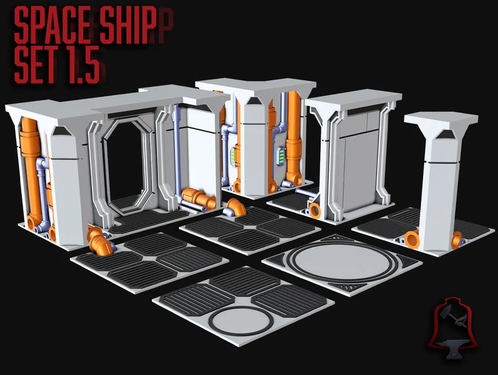 Modular Space Ship/Sci-Fi Corridor Wall Set 1.5