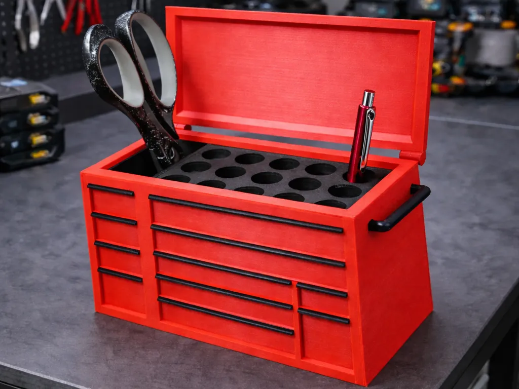 The Toolbox Pen Holder Red and Black