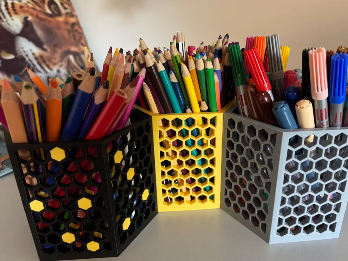 Modular Hexagon pencil holder with connectors