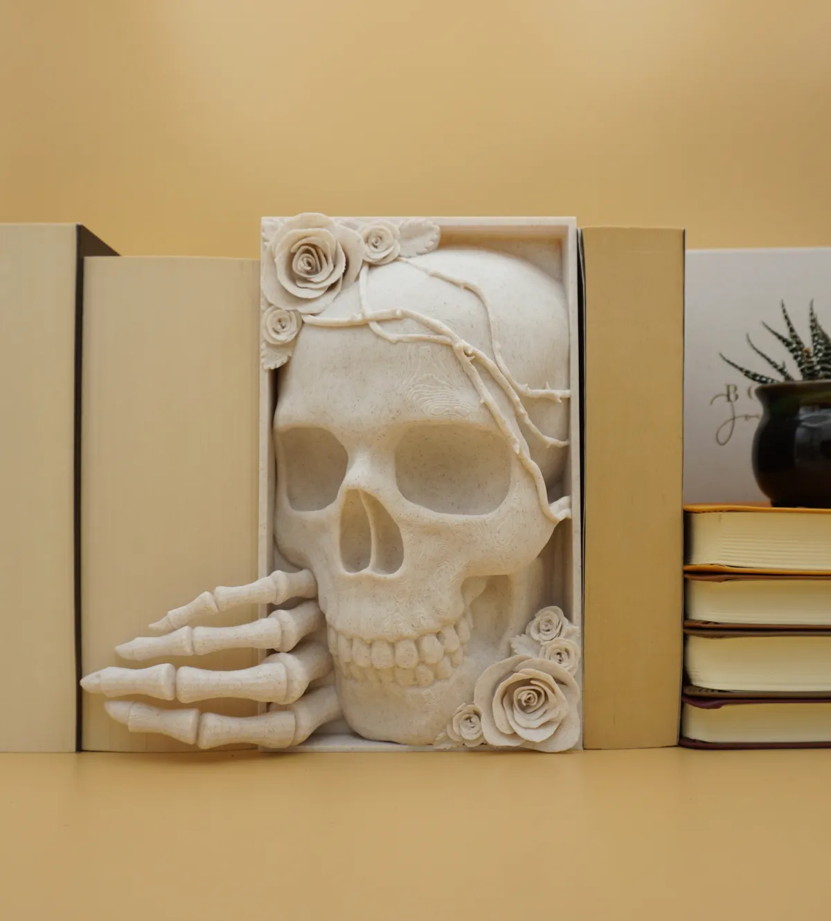 Skull BookNook with Roses (and Thorns) | 1 Color, photo 4 of 4 - Skull BookNook with Roses (and Thorns) | 1 Color Figurines & Collectibles