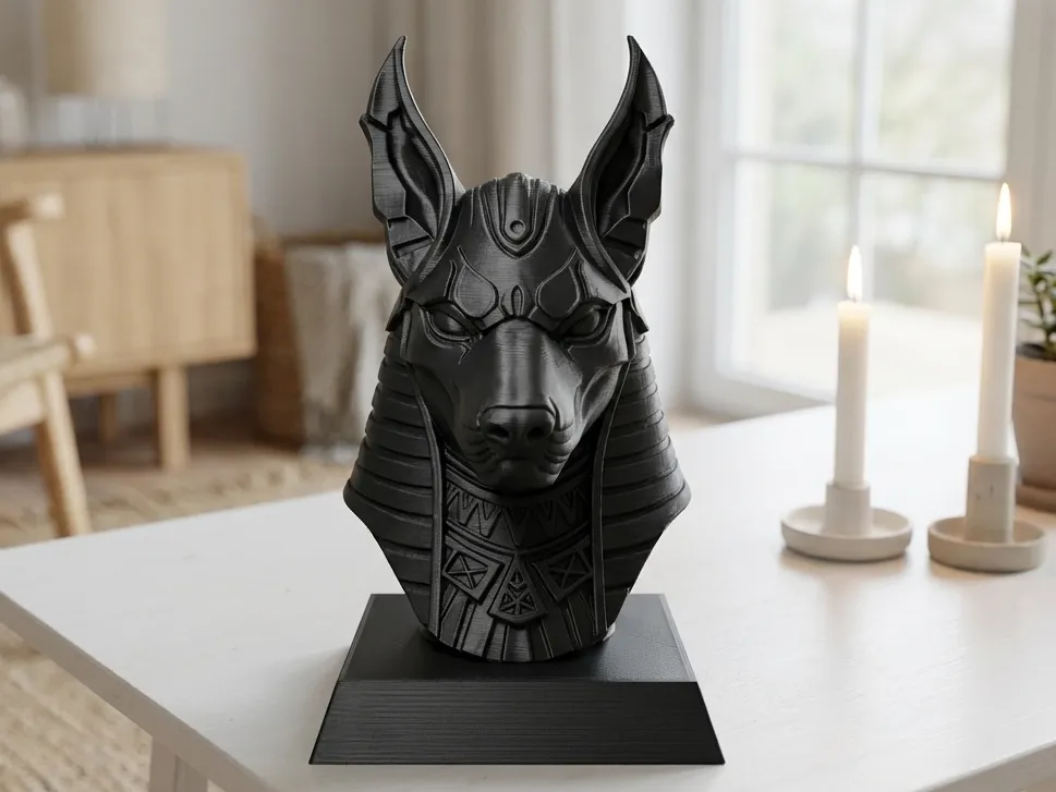 Anubis Bust, Egyptian Guardian Sculpture