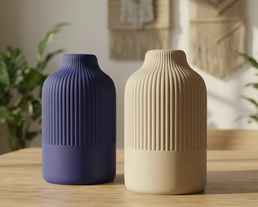 Ribbed Vase Duo - Fully Scalable Minimalist Decor, photo 3 of 4 - Ribbed Vase Duo - Fully Scalable Minimalist Decor Home Decor Items