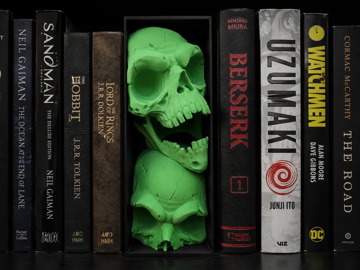 Skull Book Nook, Gothic Horror Bookshelf Insert