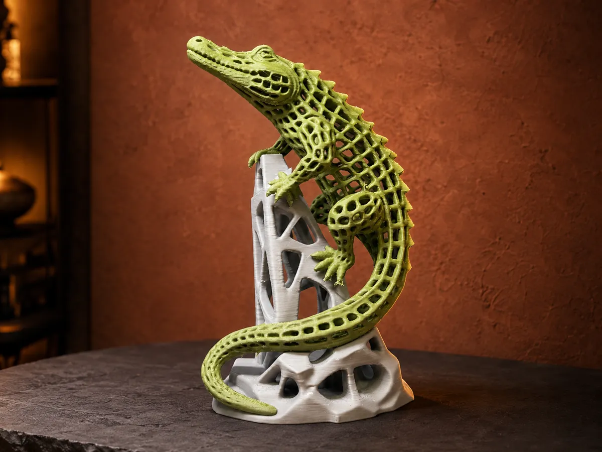 Climbing Crocodile, Hollow Lattice Sculpture, photo 3 of 4 - Climbing Crocodile, Hollow Lattice Sculpture Home Decor Items