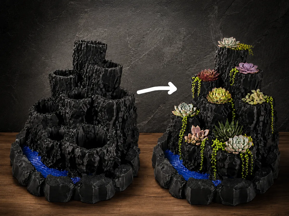 Rock Mountain Cascading Succulent Planter, photo 2 of 4 - Rock Mountain Cascading Succulent Planter Household