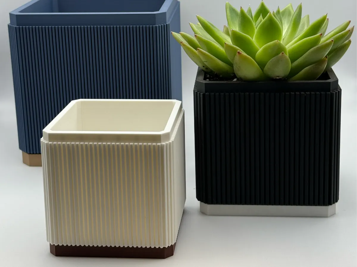 Modern Ribbed Square Planter