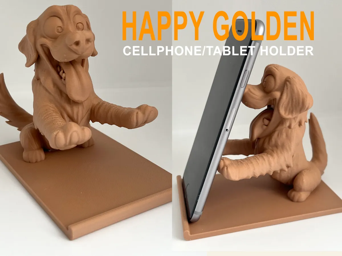 Happy Golden Retriever Phone Holder