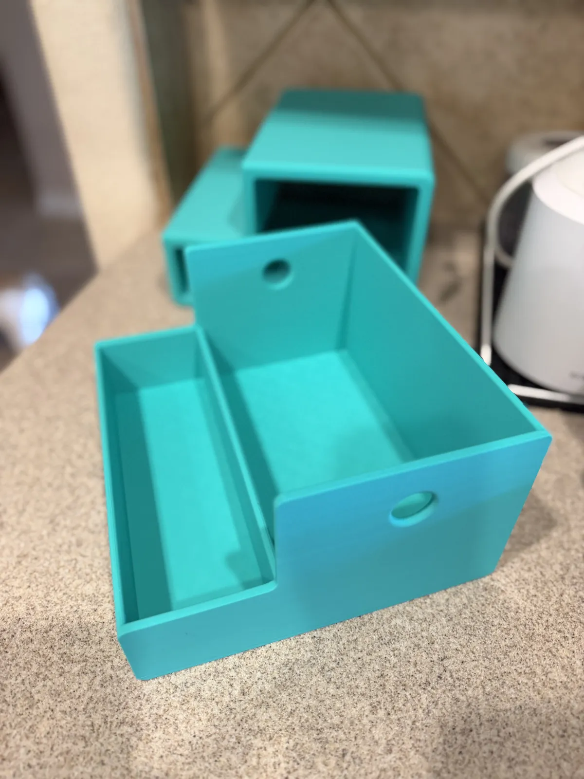 Stepped Countertop Shelf with Hidden Drawer, photo 3 of 4 - Stepped Countertop Shelf with Hidden Drawer Storage & Organisation
