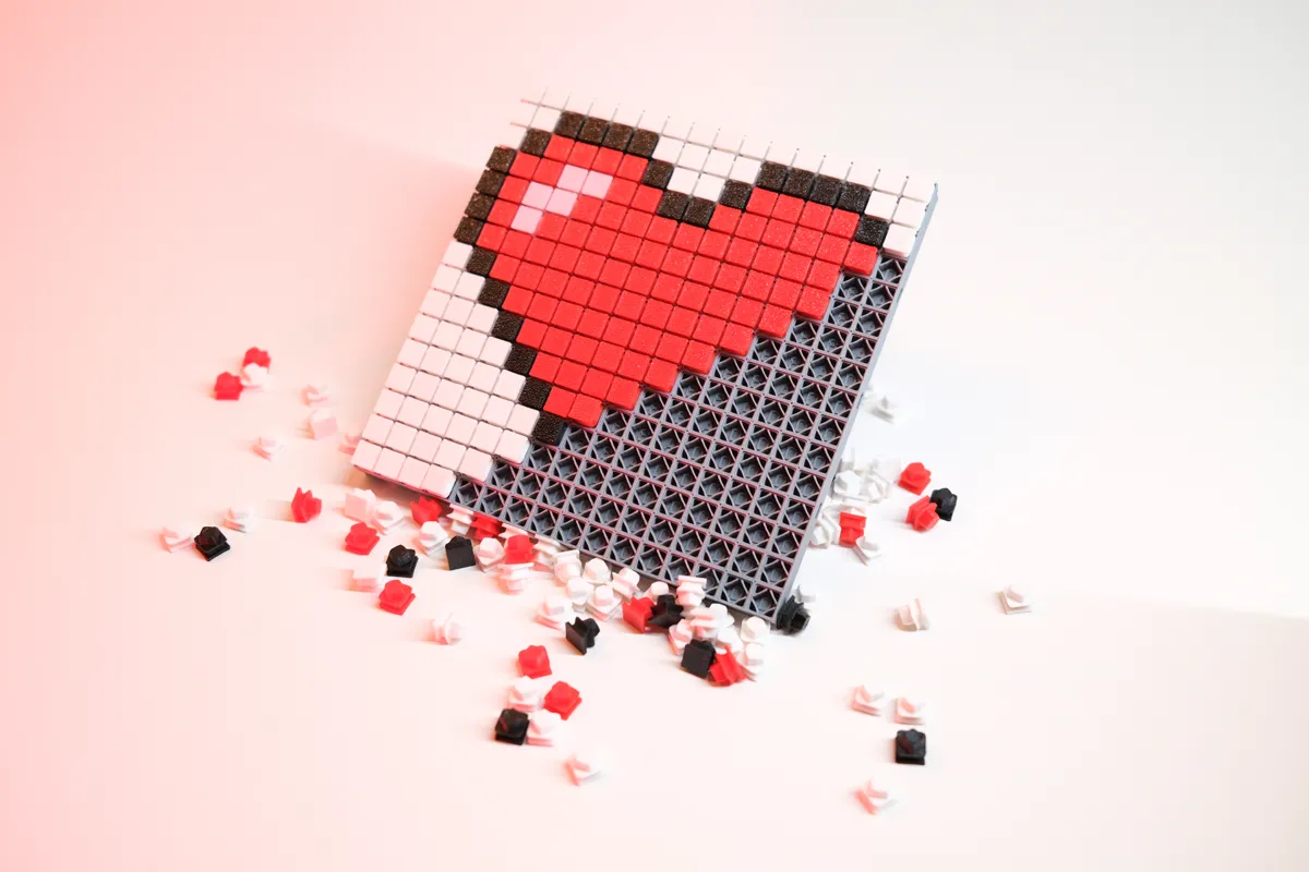 Pixel Heart Puzzle Decor