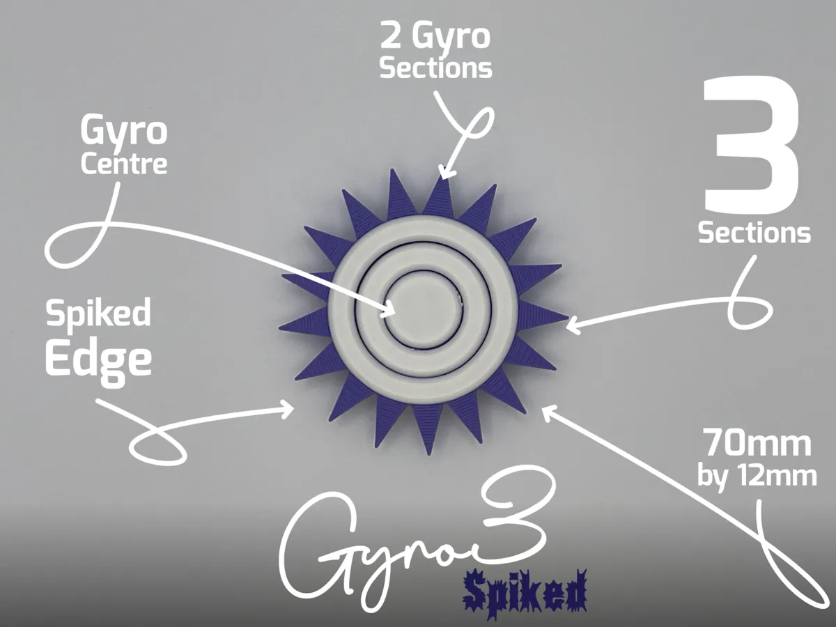 FullGyro3 Spiked Fidget Spinner, photo 2 of 4 - FullGyro3 Spiked Fidget Spinner Fidget & Sensory Toys