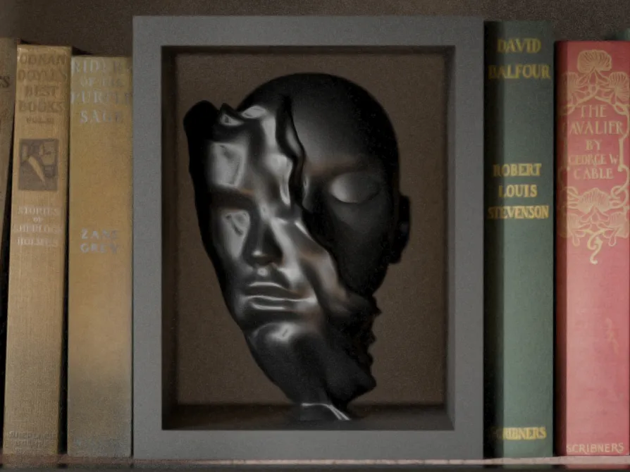 Fragmented Silence Art, Abstract Face Sculpture