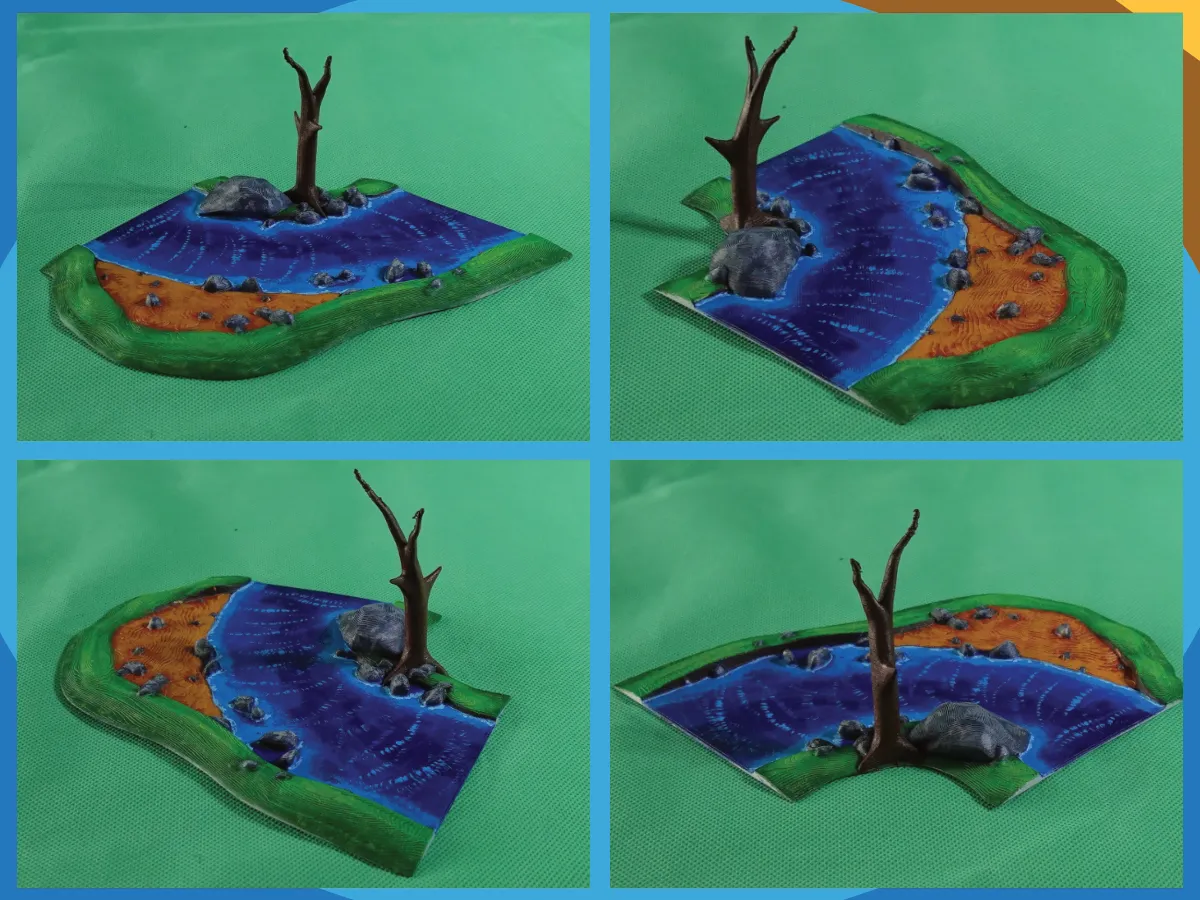 Modular River for Wargaming, Bend with Tree
