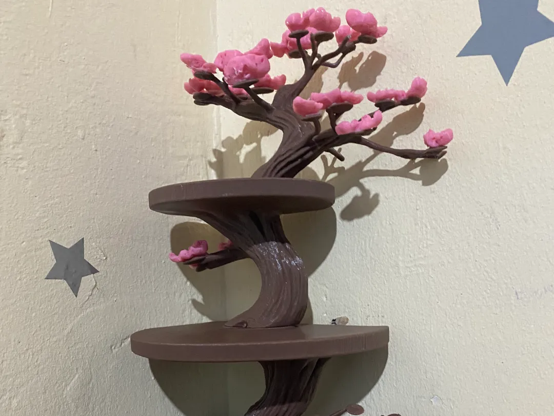 Bonsai Corner Shelf, Minimal Tree Wall Organizer