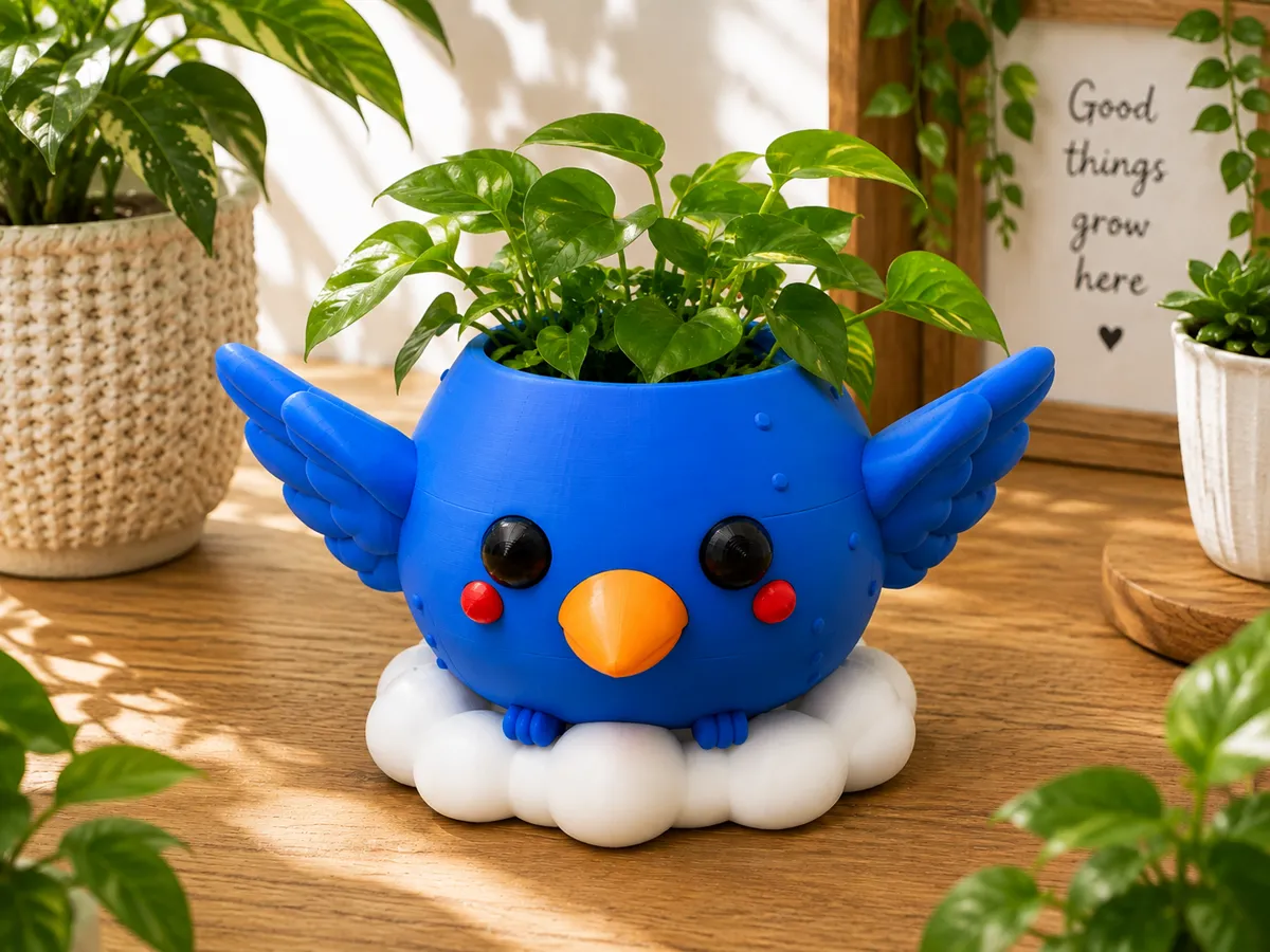 Cloudy Bird Planter - Face & Character Planters, in stock in India