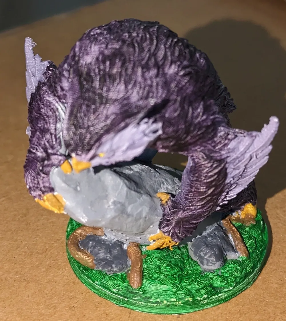 Owlbear miniature on rock 猫头鹰熊 D&D模型 龙与地下城