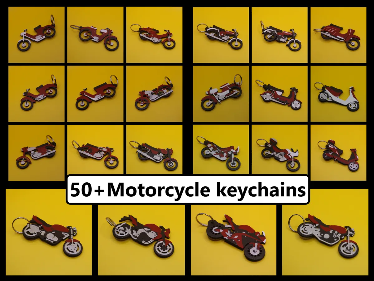 Motorcycle, scooter, moped, motorbike keychain 50+ - 2D Art, in stock in India