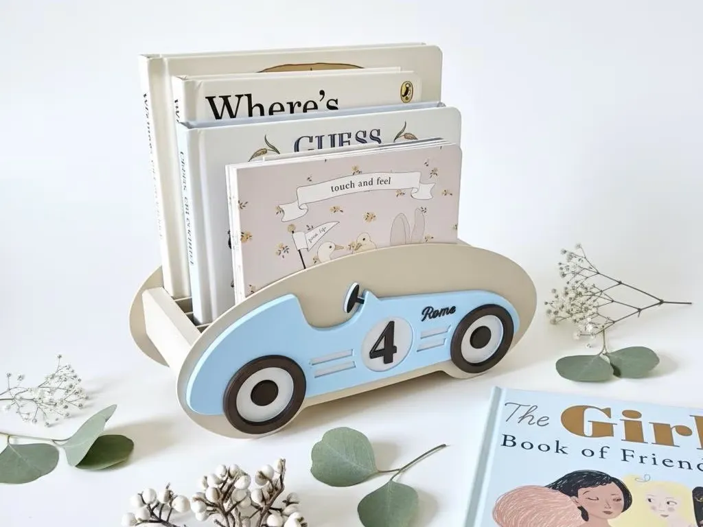 Personalized Montessori Retro Car Book Crate