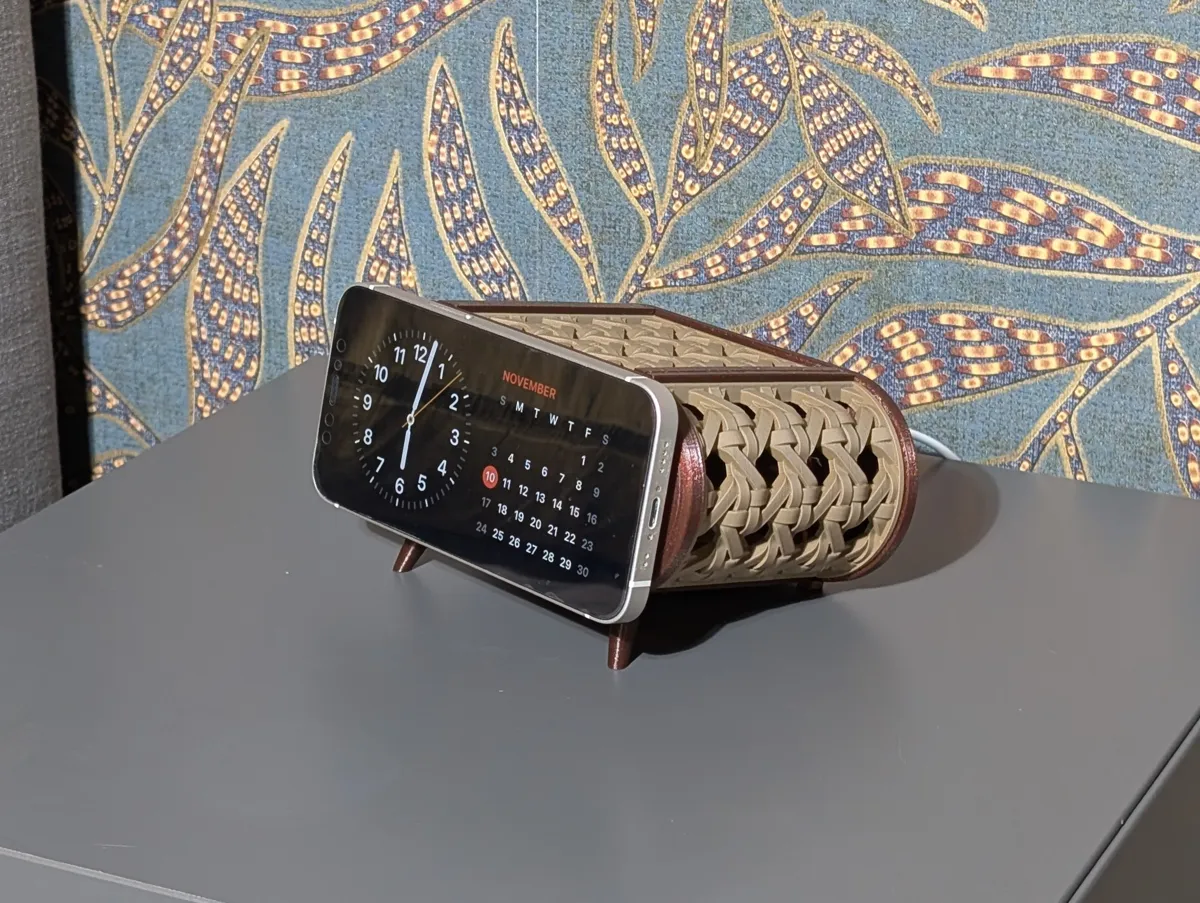 The Woven Stand: Rattan-Inspired MagSafe Charger - Office, in stock in India