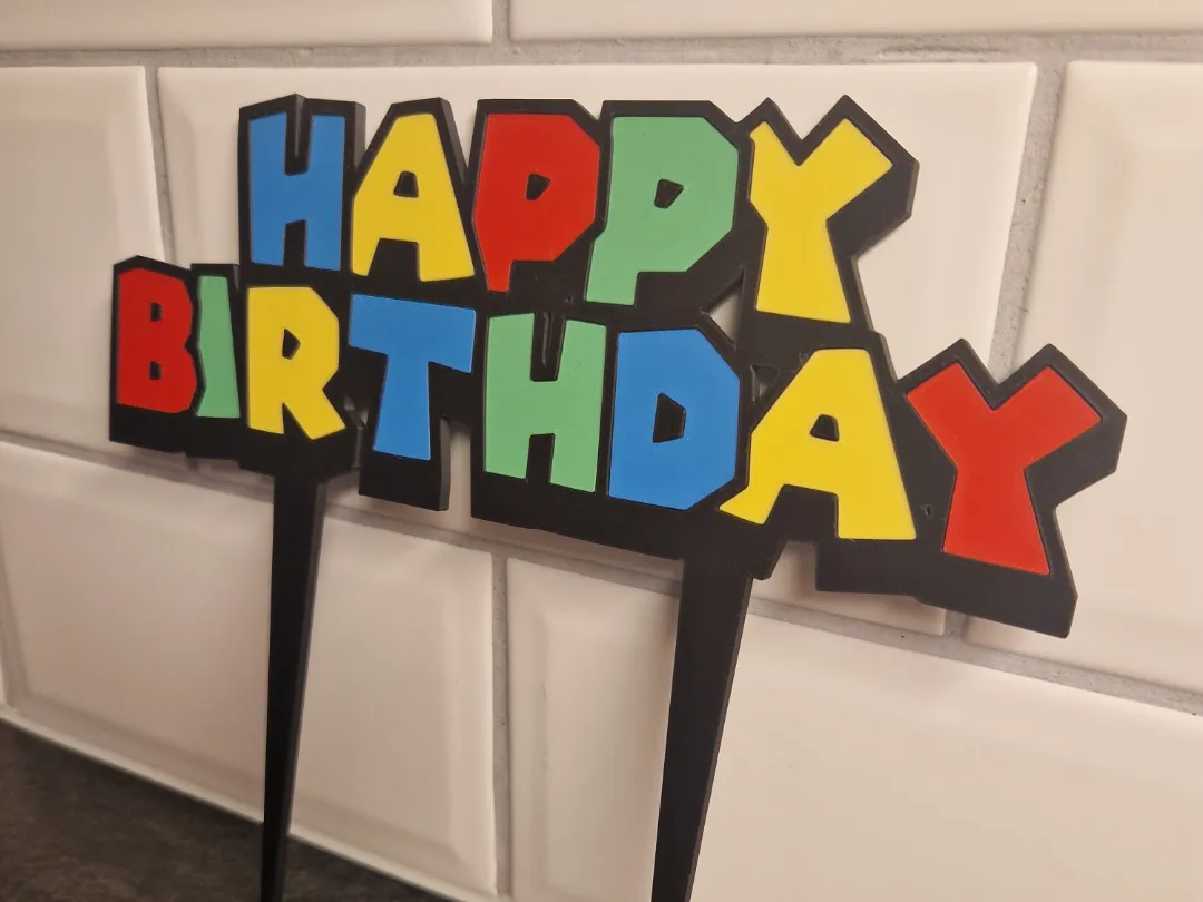 Cake Topper Super Mario Happy Birthday