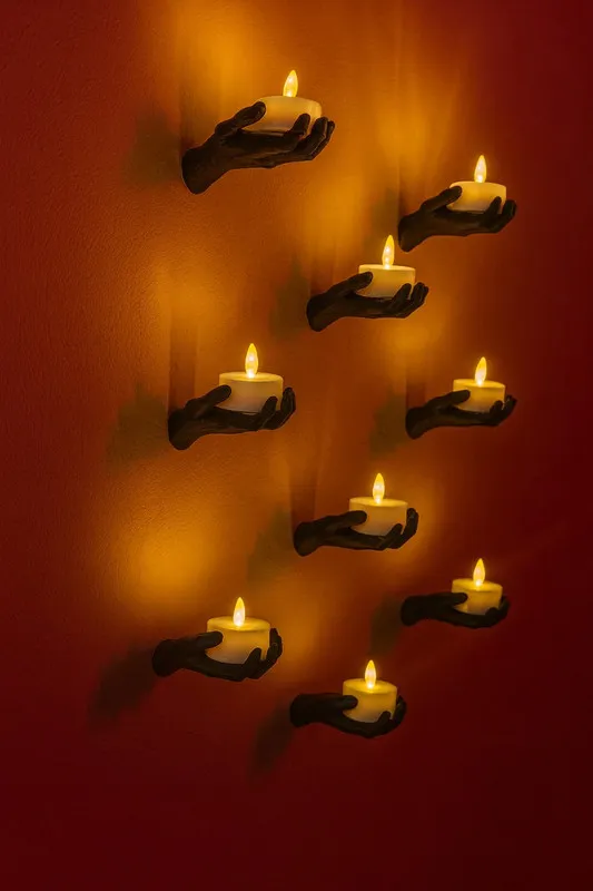 Skeleton Hand Wall Candle Holders | Halloween Wall, photo 4 of 4 - Skeleton Hand Wall Candle Holders | Halloween Wall Home Decor Items