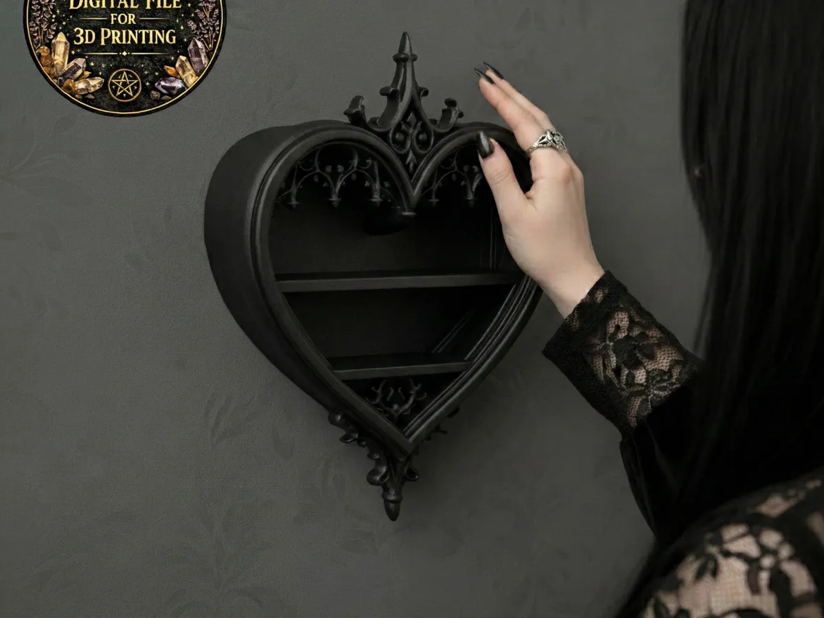 Gothic Heart Wall Shelf Display Niche