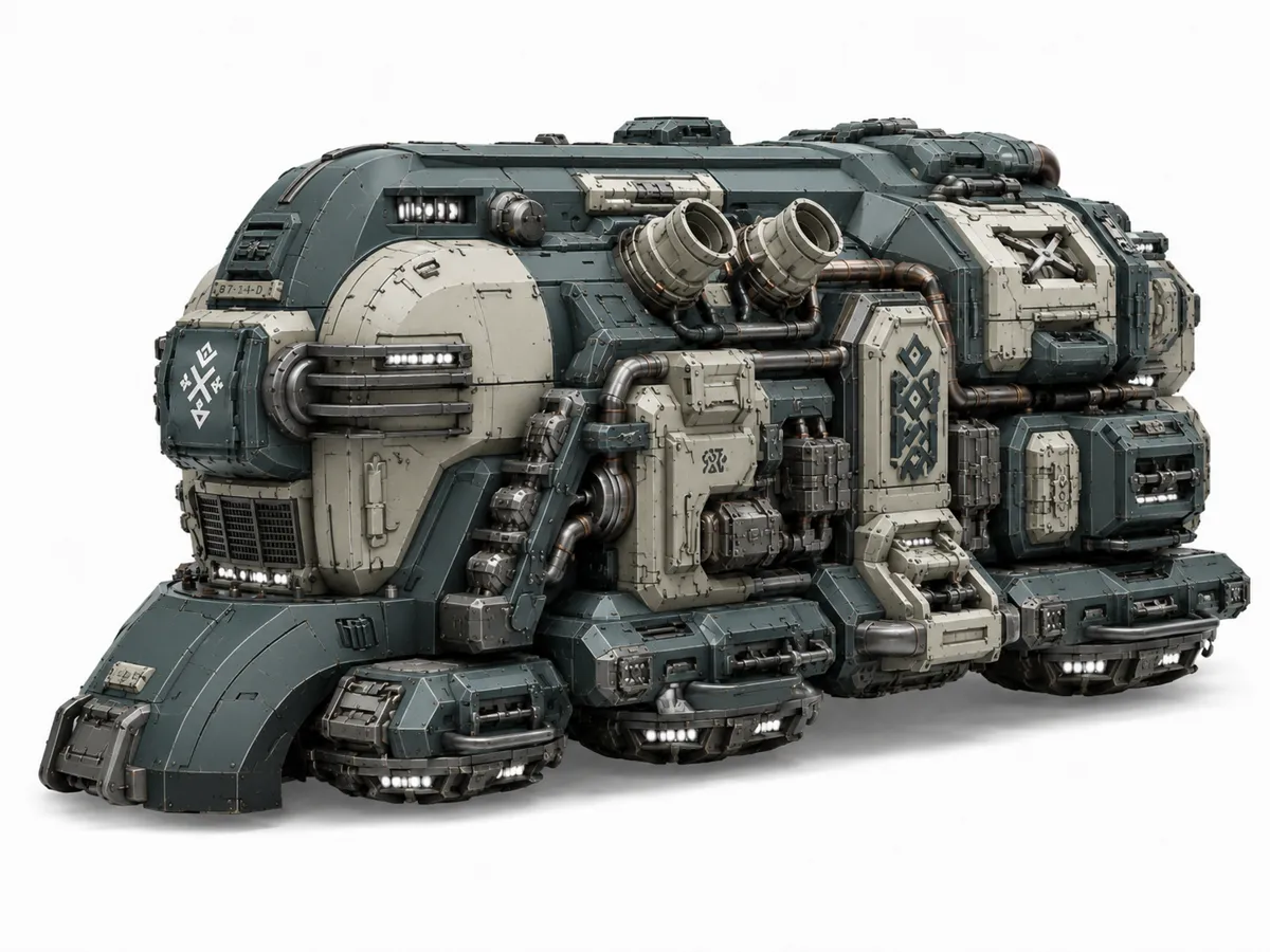 Grimdark Space Dwarf Land Train - Sci-Fi Vehicle