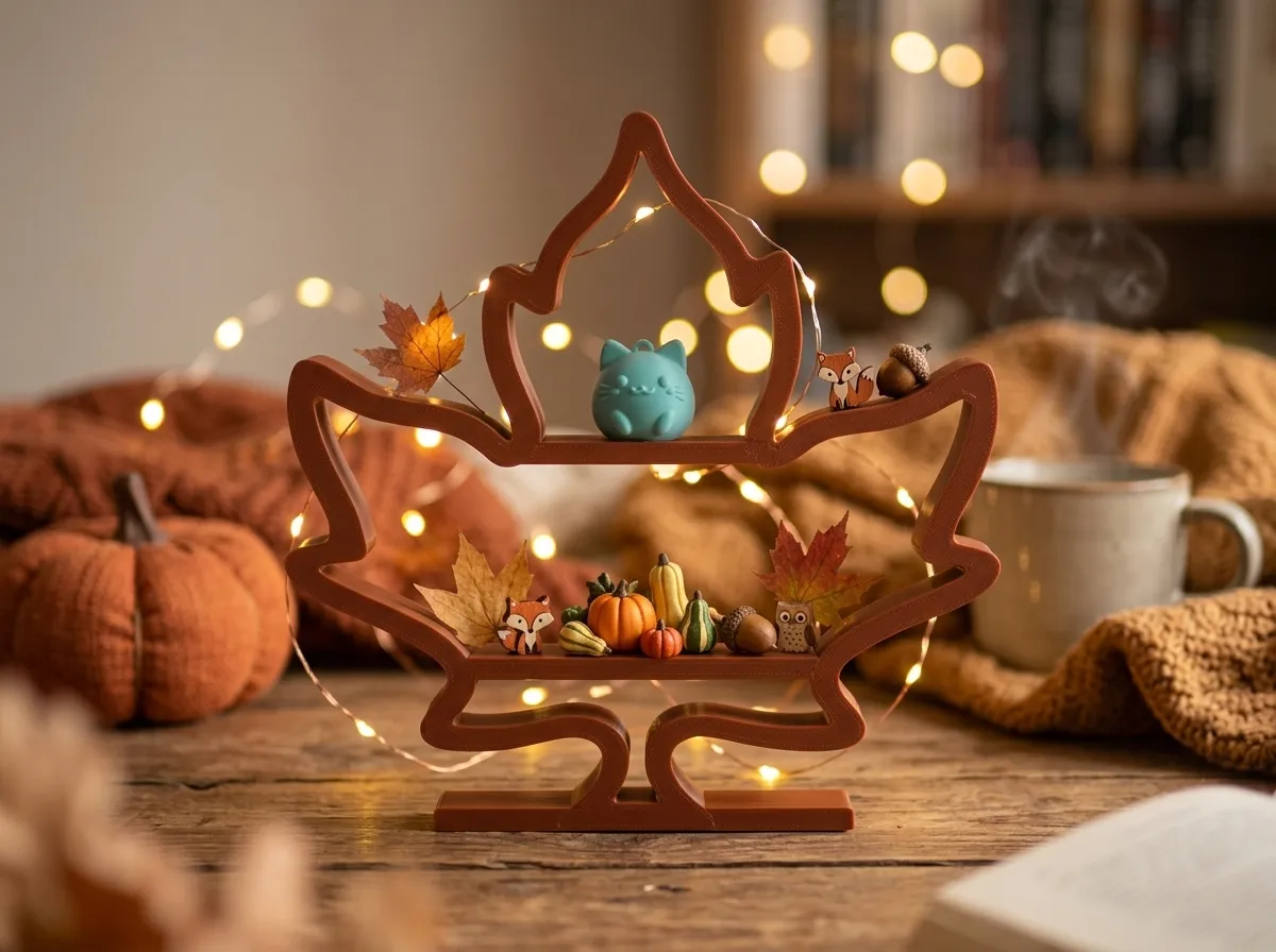 Maple Leaf Shelf, 2 & 3 Tier Autumn Display Decor, photo 2 of 4 - Maple Leaf Shelf, 2 & 3 Tier Autumn Display Decor Household