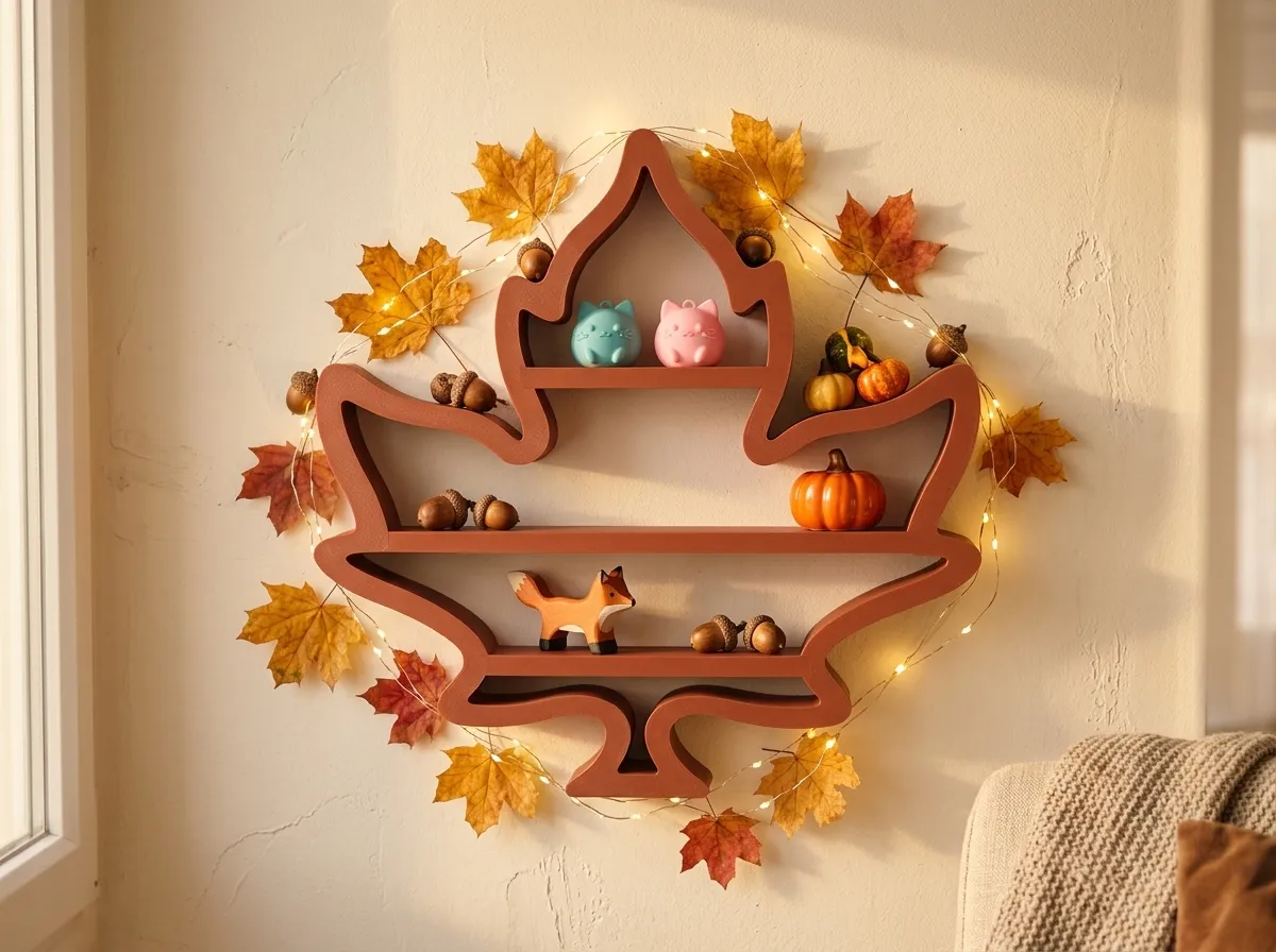 Maple Leaf Shelf, 2 & 3 Tier Autumn Display Decor, photo 3 of 4 - Maple Leaf Shelf, 2 & 3 Tier Autumn Display Decor Household