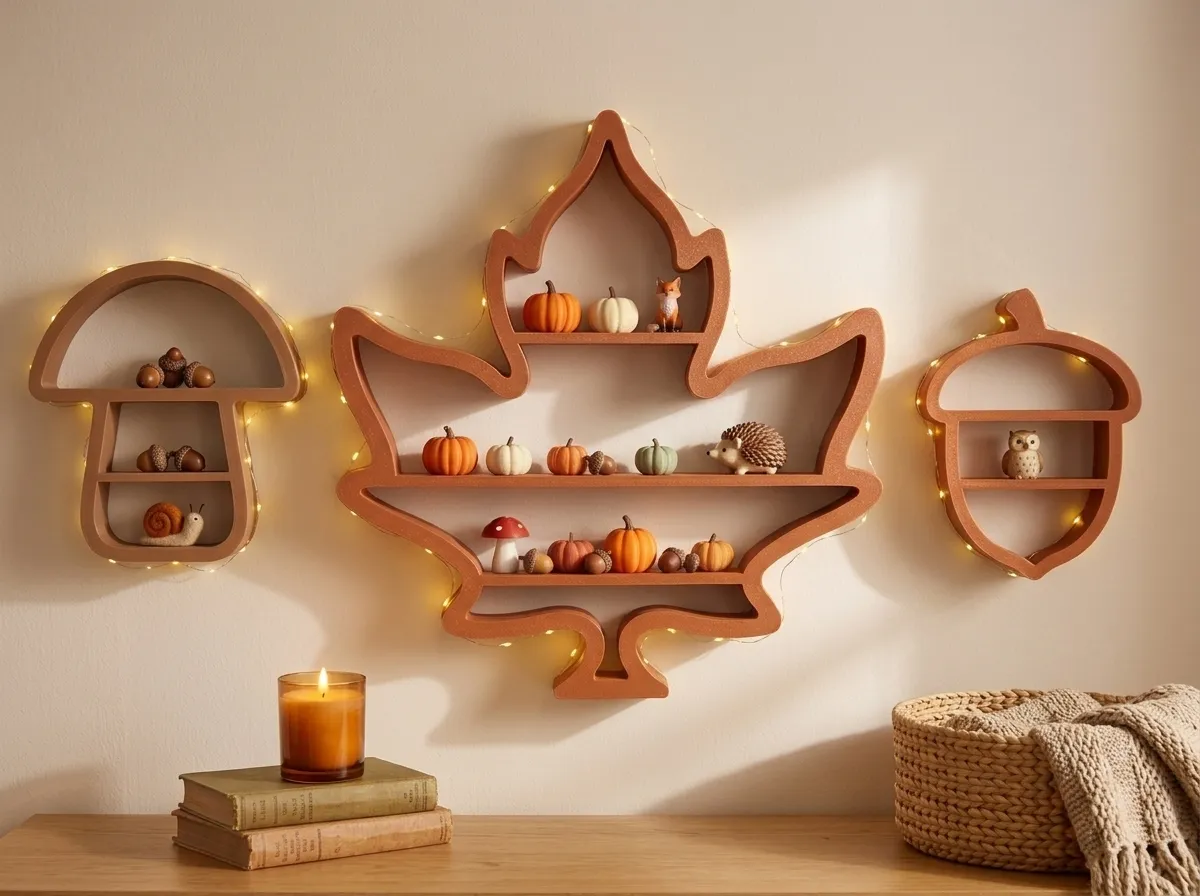 Maple Leaf Shelf, 2 & 3 Tier Autumn Display Decor, photo 4 of 4 - Maple Leaf Shelf, 2 & 3 Tier Autumn Display Decor Household