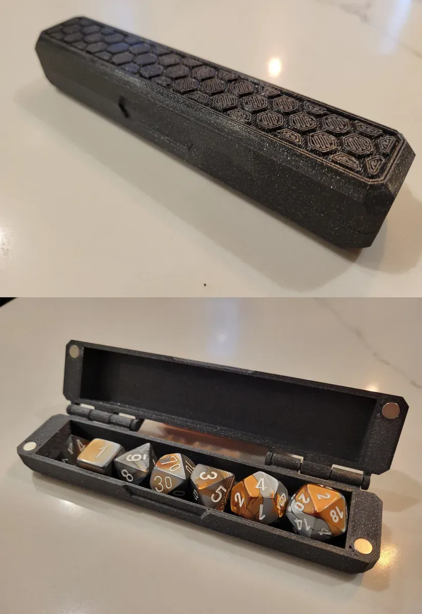 Magnetic hinged dice box